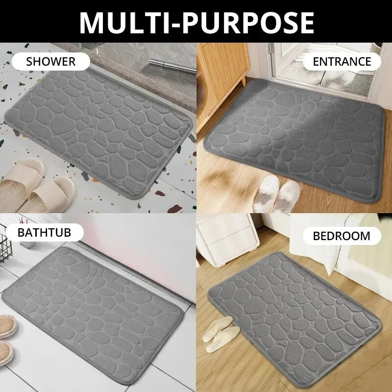 Embossed Fiber Pebble Floor Mat – Non-Slip Anti-Skid Carpet for Bathroom, Living Room & Home Comfort