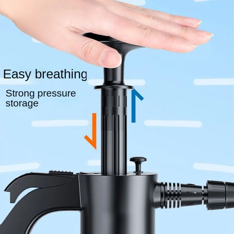 2L Hand Pump Foam Sprayer – Pneumatic Snow Foam Cannon with 3 Nozzle Types for Car Wash & Window Cleaning