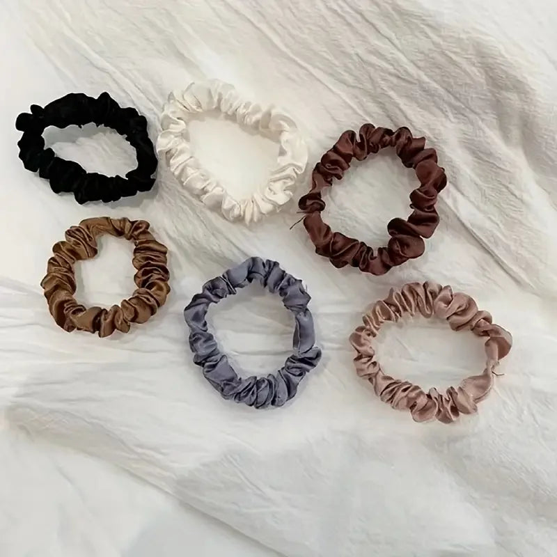 6-Piece Elegant Multi-Color Hair Scrunchies Set – High-Elastic Comfortable Fabric Hair Ties