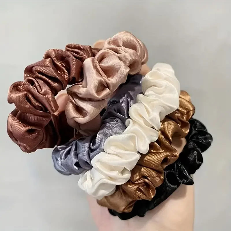 6-Piece Elegant Multi-Color Hair Scrunchies Set – High-Elastic Comfortable Fabric Hair Ties