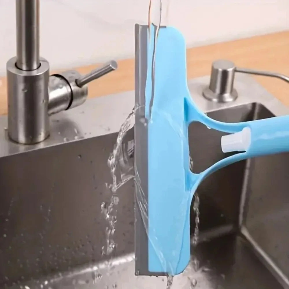 3-in-1 Multifunctional Home Glass Cleaner – Window Scraper & Squeegee with Integrated Spray Watering Can