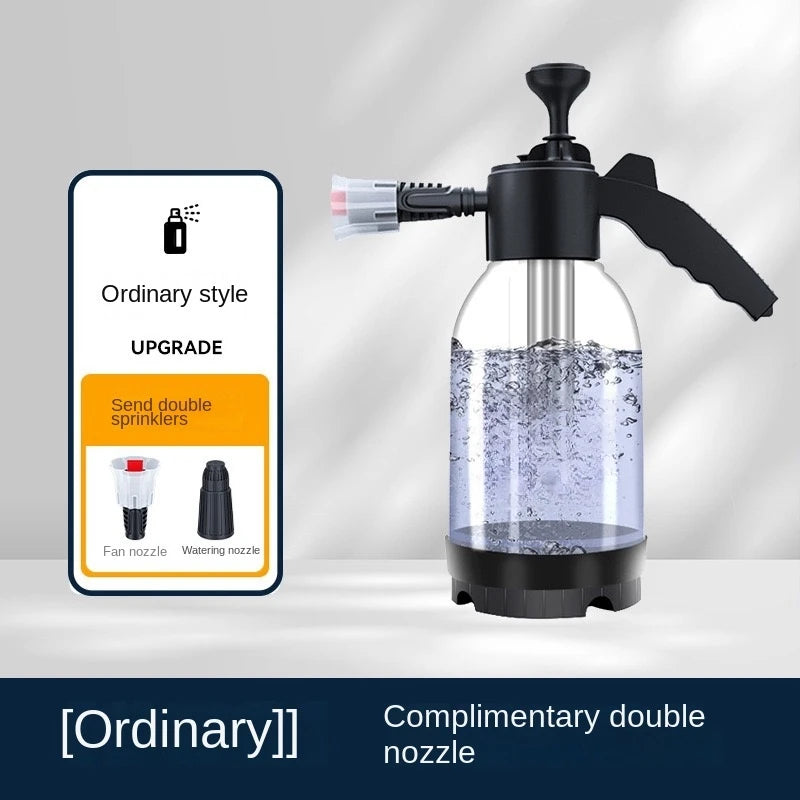 2L Hand Pump Foam Sprayer – Pneumatic Snow Foam Cannon with 3 Nozzle Types for Car Wash & Window Cleaning