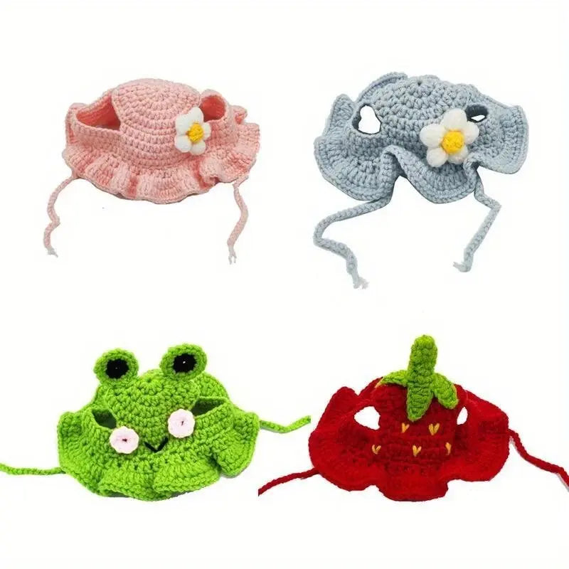 Kittens Knitted Hat Cute Refined Cat Hat Elastic Autumn Winter Pet Hat Puppy Party Photo Shoot Props Decoration Cat Accessories