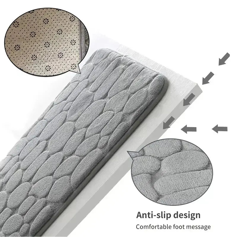 Embossed Fiber Pebble Floor Mat – Non-Slip Anti-Skid Carpet for Bathroom, Living Room & Home Comfort