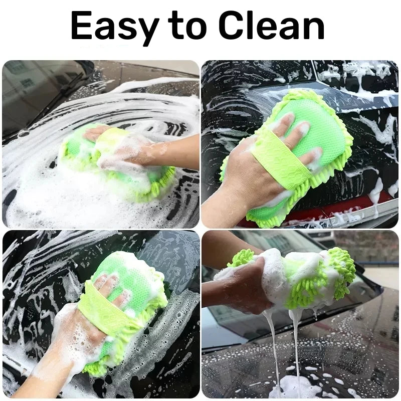Premium Microfiber Car Wash & Detailing Kit – High-Absorbency Sponge, Cleaning Towel, and Auto Wash Mitt Styling Accessories