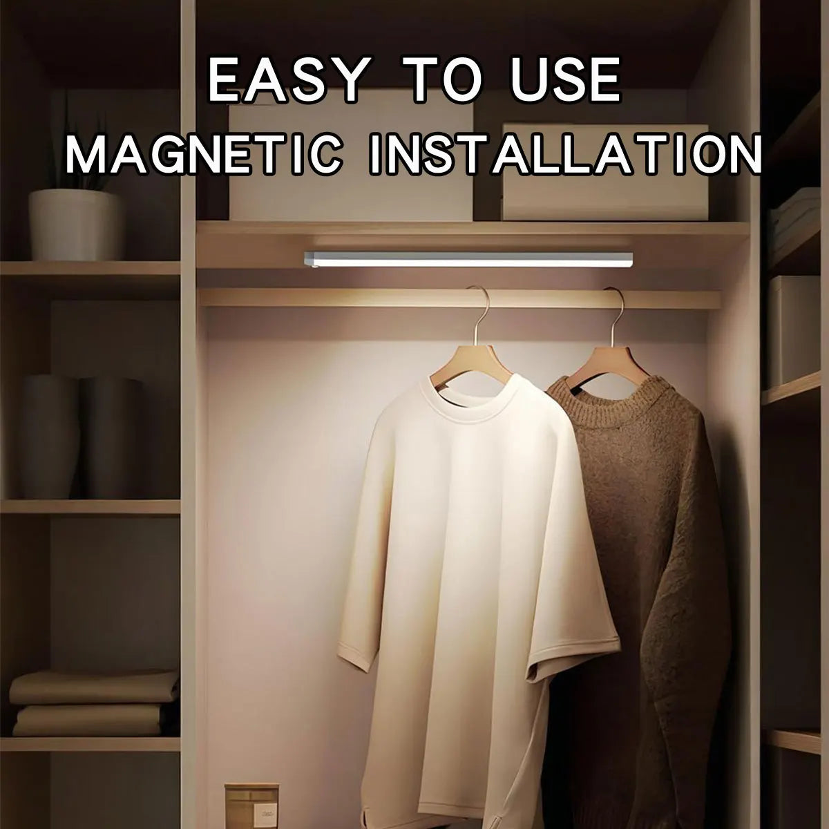 Wireless LED Motion Sensor Night Light – Type-C Rechargeable Cabinet Lamp & Multi-Purpose Staircase Backlight