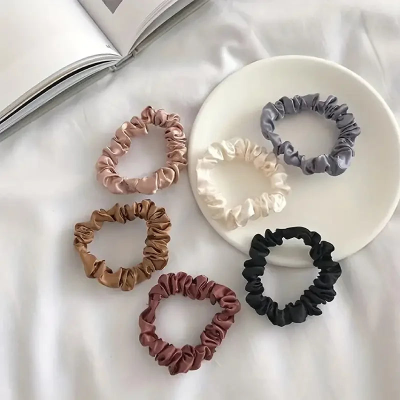 6-Piece Elegant Multi-Color Hair Scrunchies Set – High-Elastic Comfortable Fabric Hair Ties