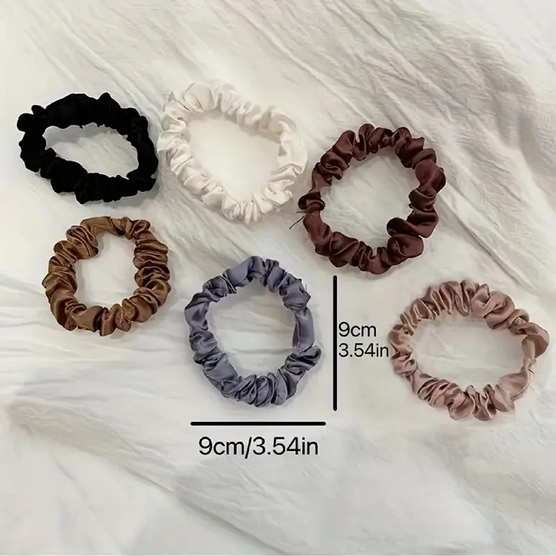 6-Piece Elegant Multi-Color Hair Scrunchies Set – High-Elastic Comfortable Fabric Hair Ties