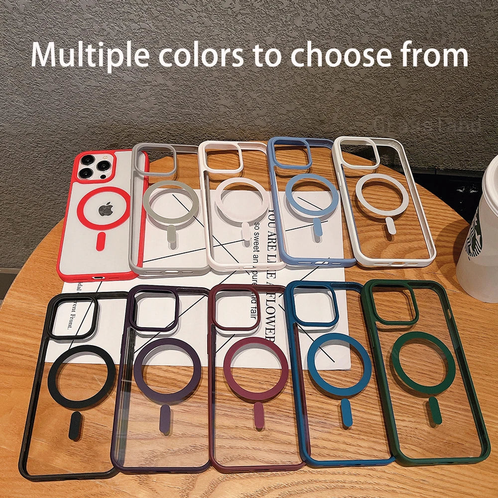 Luxury Transparent Magnetic Case for iPhone (Models 11 to 17 Pro Max) – Clear Wireless Charging Cover with MagSafe Compatibility