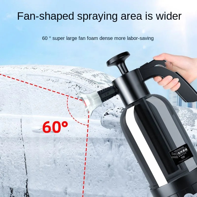 2L Hand Pump Foam Sprayer – Pneumatic Snow Foam Cannon with 3 Nozzle Types for Car Wash & Window Cleaning