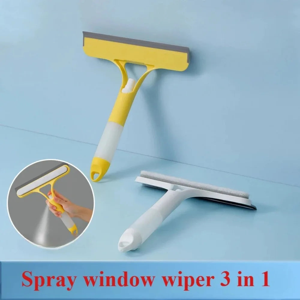 3-in-1 Multifunctional Home Glass Cleaner – Window Scraper & Squeegee with Integrated Spray Watering Can