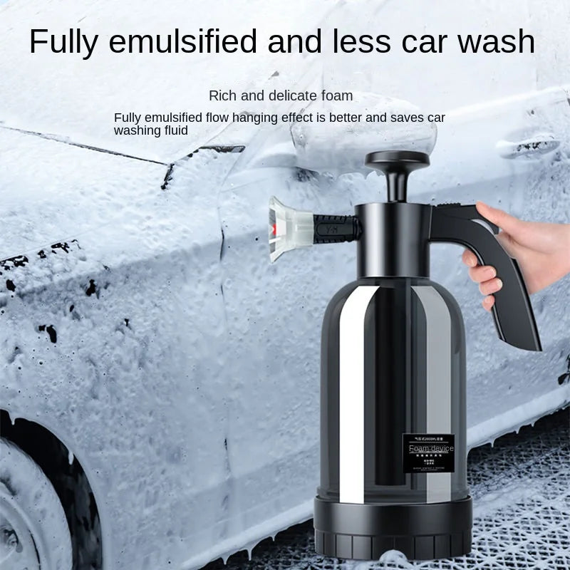 2L Hand Pump Foam Sprayer – Pneumatic Snow Foam Cannon with 3 Nozzle Types for Car Wash & Window Cleaning