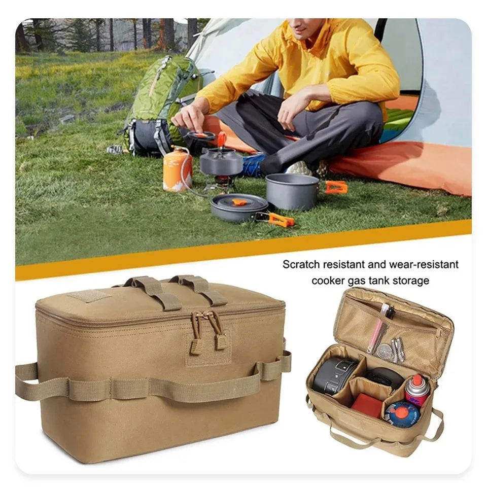 Large Capacity Outdoor Camping Storage Bag – Heavy Duty Ground Nail Tool Bag & Picnic Cookware Utensils Organizer