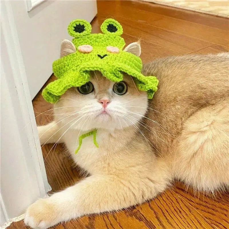 Kittens Knitted Hat Cute Refined Cat Hat Elastic Autumn Winter Pet Hat Puppy Party Photo Shoot Props Decoration Cat Accessories