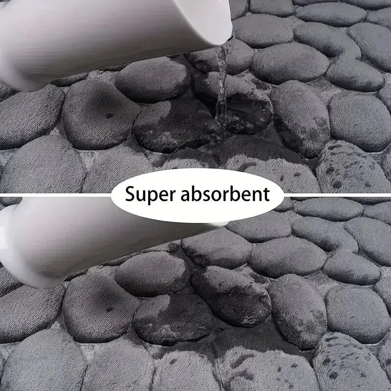 Embossed Fiber Pebble Floor Mat – Non-Slip Anti-Skid Carpet for Bathroom, Living Room & Home Comfort