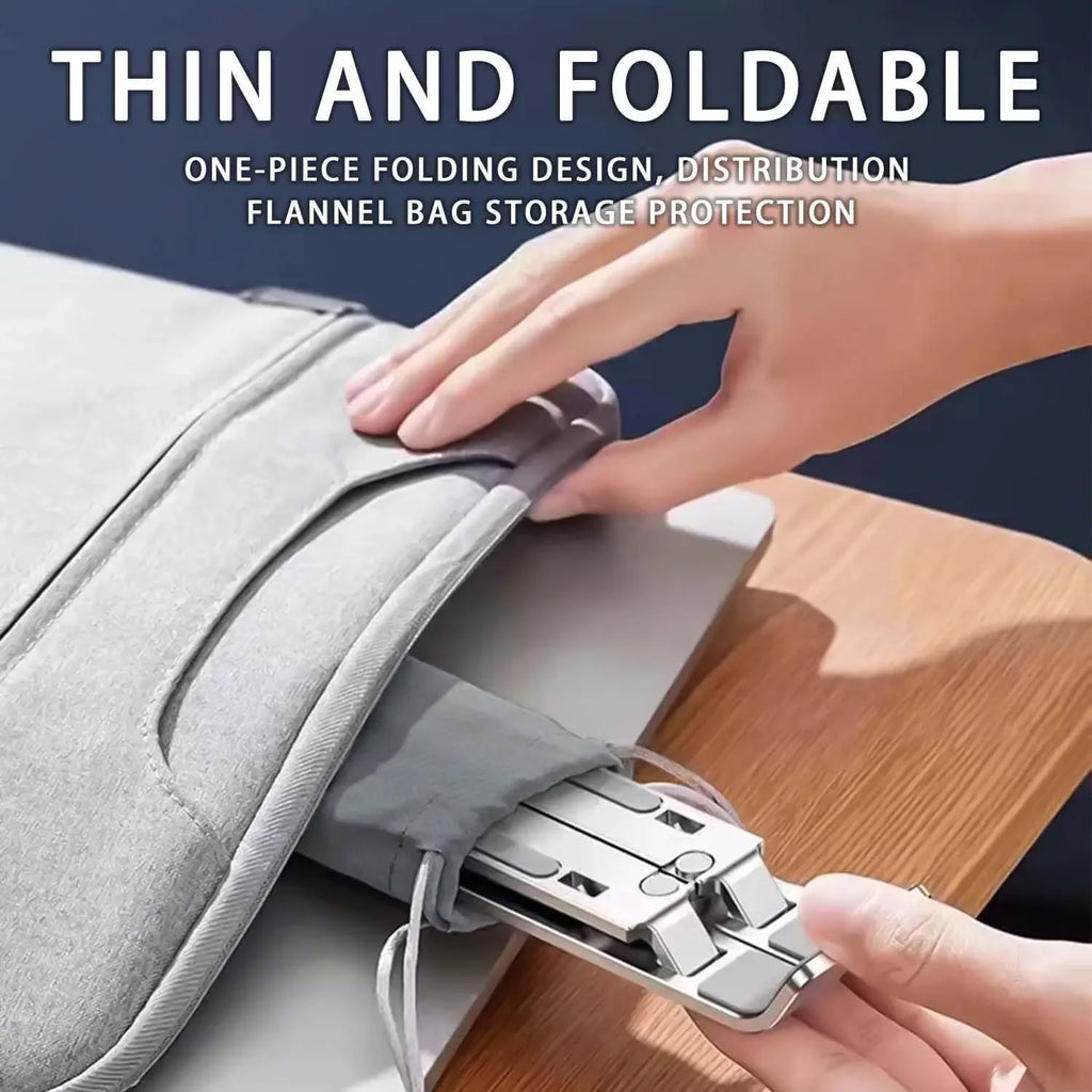 Adjustable Aluminum Laptop Stand – 6-Level Ergonomic Height & Foldable Portable Design for 8-16” Devices