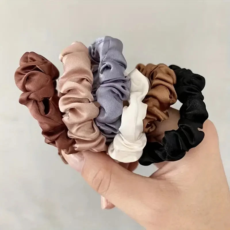6-Piece Elegant Multi-Color Hair Scrunchies Set – High-Elastic Comfortable Fabric Hair Ties