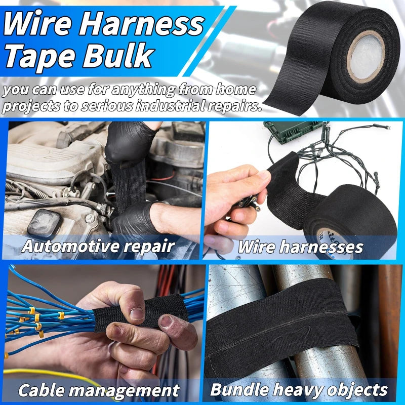 High-Temperature Automotive Wire Harness Cloth Tape – Heatproof Fabric Adhesive Loom for Engine Electrical Insulation