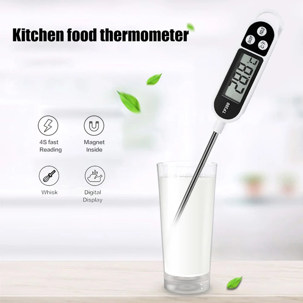 TP300 Digital Food Thermometer – Instant Read Electronic Meat & Milk Thermometer with LCD Display for Cooking and BBQ