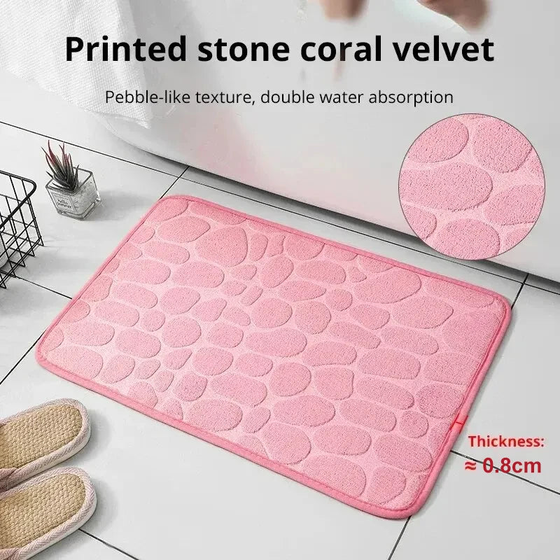 Embossed Fiber Pebble Floor Mat – Non-Slip Anti-Skid Carpet for Bathroom, Living Room & Home Comfort