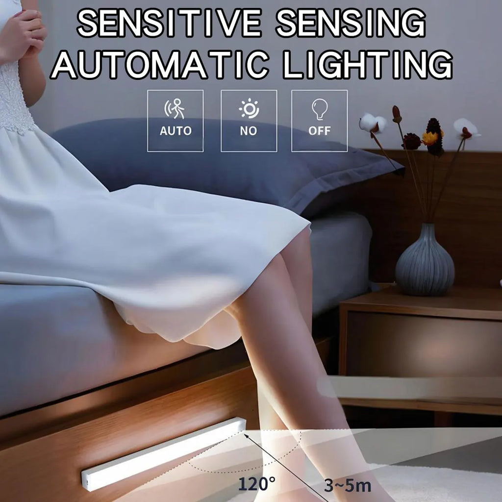 Wireless LED Motion Sensor Night Light – Type-C Rechargeable Cabinet Lamp & Multi-Purpose Staircase Backlight